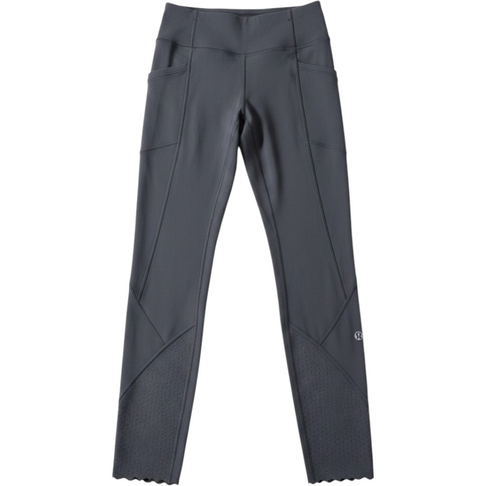 Lululemon Tight Stuff Tight II 25 Gray Scalloped Hem Reflective Leggings Size 2